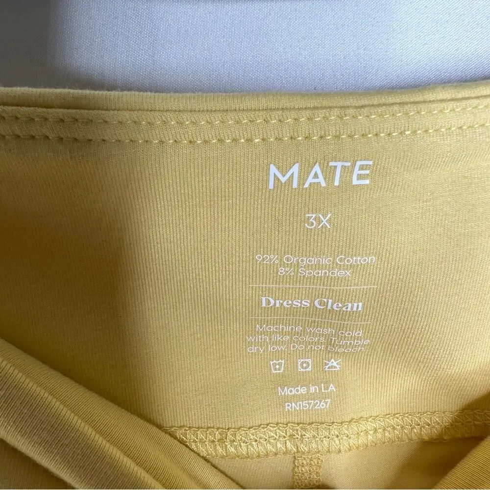 MATE the LABEL Organic Stretch Biker Shorts Yellow NWT in 3X - Picture 3 of 5